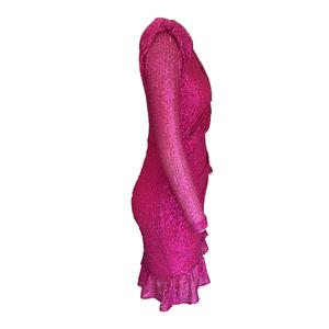 Abito con volant con paillettes fucsia - Product Image 2