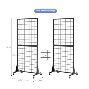 Panneaux muraux grillagés modernes non pliables avec roues freinées, simple/double, en acier au carbone écologique pour l'affichage et le stockage de marchandises artisanales - Product Image 2