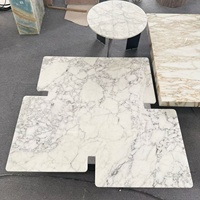 Ensemble de table à manger ronde et table basse ovale en marbre blanc de Carrare, surface polie, pour salon et salle à manger