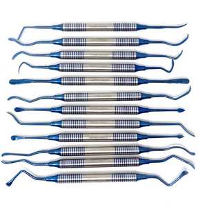 Kit de 12 Piezas de Instrumentos Quirúrgicos para Obturaciones Dentales de Composite, Recubiertos de Titanio Azul, de Acero Inoxidable, Profesionales y Manuales - Product Image 1