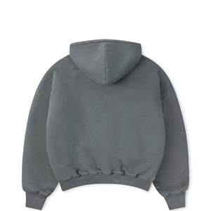 Sweat-shirt à capuche gris délavé pour homme avec logo personnalisé, surdimensionné, 100% coton, polaire, épais, streetwear d'hiver, marque privée - Product Image 3