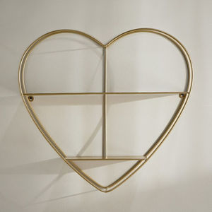 2025 Latest Gold 2-Tier Modern Heart <b>Shelf</b> Iron Material Wall Hanging <b>Shelf</b> Heart Shape for Home Decor Living Room <b>Book</b> Storage - Product Image 2