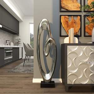 ประติมากรรมตกแต่งแนวนามธรรมแบบหมุนทำจากอะลูมิเนียมเทียมปรับแต่งได้พร้อมการใช้งานฐานสีดำ - Product Image 3