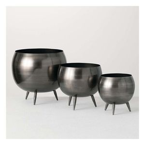 Trois pots de plantation intérieurs et extérieurs en fer pour la décoration Jardinières en métal revêtues de noir de qualité supérieure pour le jardin de la maison - Product Image 5