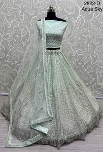 ชุดแต่งกายต้อนรับนักออกแบบสวม lehenga choli กับงานด้ายหลาย - Product Image 2