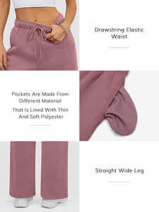 Pantalones esenciales de pierna ancha sueltos para mujer, pantalones de chándal apilados de algodón de rizo francés, pantalones de chándal holgados de cintura doble para hombre - Product Image 4