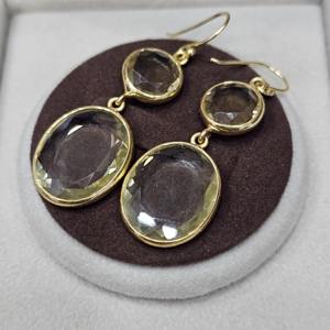 Pendientes colgantes hechos a mano de Plata de Ley 925 chapado en oro Natural corte ovalado limón cuarzo piedra preciosa estilo clásico joyería de moda - Product Image 5