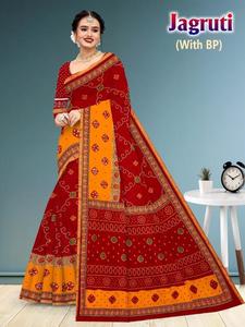 Sarees imprimés en coton Jagruti Boutique de gros de vêtements indiens et pakistanais à Delhi - Product Image 4