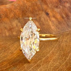 14K แข็งทอง2.50 CT CVD IGI ได้รับการรับรอง Marquise เพชรตัดเพชรเดี่ยวแหวนหมั้น - Product Image 5