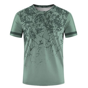 Camiseta estampada de manga corta a rayas para hombre 100% algodón y poliéster con detalle de botón en el pecho - Product Image 6
