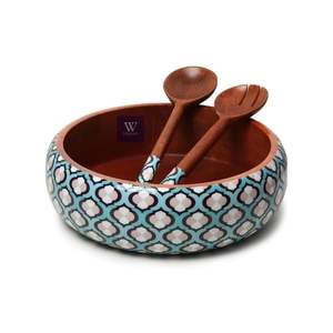 Servidor de tipo dotado con cuenco de madera de acacia, pegatina de esmalte impreso, diseño moderno, cuenco para servir y frutero para utensilios de cocina - Product Image 5