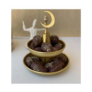 ชามสองชั้นลายโลหะสีทอง สำหรับใส่ผลไม้และช็อกโกแลต ขายส่งและจัดจำหน่าย - Product Image 1