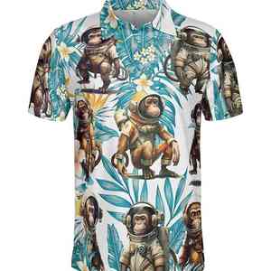 เสื้อโปโลกอล์ฟผู้ชายแบบซับลิเมชั่น พิมพ์โลโก้ตามสั่ง ผ้าโพลีเอสเตอร์ผสมสแปนเด็กซ์ เสื้อยืดแนวสตรีทแวร์สำหรับเล่นกีฬา - Product Image 3