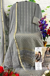 Baru 2023 desainer indah Faux Georgette bordir kerja Salwar Kameez dengan Dupatta Wanita Mode eksportir Pakistan salwar