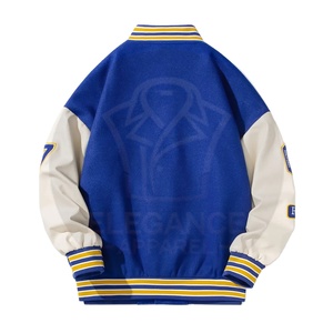 Good Supplier Make Your Own Letterman With Stand Collar And Snap Closure Black & Color Block Polyester College Baseball Jackets - Product Image 2