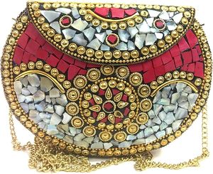 AALIYAN IMPEX-Sac en mosaïque indien en métal fait à la main pour femmes, sac à main en métal pour soirées au prix de gros - Product Image 1