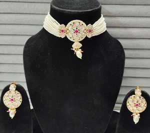 Piedra única tradicional de tendencia con collar de latón perla para ropa de fiesta étnica para compromiso de boda y Aniversario - Product Image 2