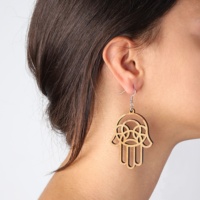 Boucles d'oreilles pendantes unisexes classiques en bois d'olivier, faites à la main, écologiques, découpées au laser, en forme de main, pour fêtes, par ArtisRaw