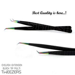 Pince à cils à pointes multiples Poignée noire Pince à cils d'extension testée à la main Matériau en acier inoxydable Logo personnalisé Marque privée - Product Image 3