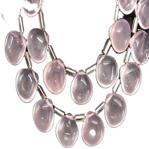 Cuentas de Briolette con forma de corazón liso de 1 hebra de alta calidad, piedras preciosas de cuarzo rosa Natural, Color rosa para la fabricación de joyas - Product Image 1