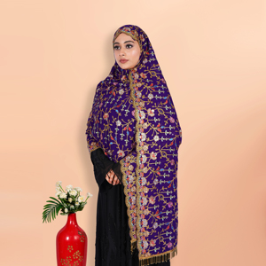 Hiyab Premium de Georgette para Mujer con Bordado Intenso y Lentejuelas, con Cuentas, Borde de Encaje Latkan para Ocasiones Especiales - Product Image 3