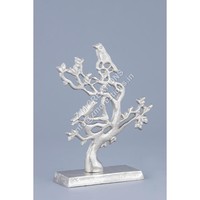 Ensemble de sculptures d'arbres floraux modernes plaquées nickel, 3 pièces, faites à la main, mobiles, taille personnalisable, décoration de table, artisanat métallique pour salon