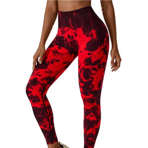 Custom Tie Dye Compresión Deporte Mujeres Yoga die Dye Leggings Cintura cruzada Levantamiento de cadera Secado rápido Fitness legging para mujeres - Product Image 6