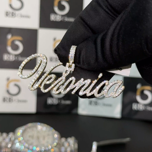 Pendentif lettre personnalisé en or plaqué S925, diamants VVS testés, diamants glacés, nouveaux charmes, hip hop, fête - Product Image 3