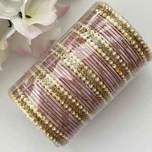 Vintage Custom Design Trendy High-quality Wedding Jewelry Elegant Multi-Color Pearl Stone Bridal <b>Bangles</b> Geometric Pattern Gold - Product Image 2