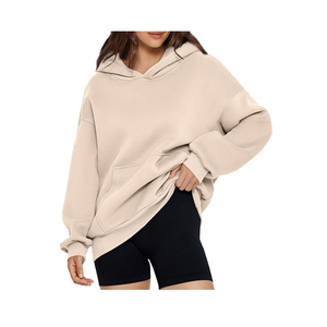 Sweats en molleton surdimensionnés pour femmes rouges à la mode pulls à manches longues pull tenues d'automne sweats à capuche disponibles au prix de gros - Product Image 3