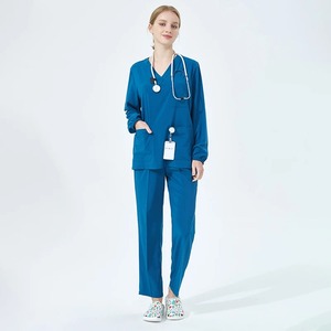 Mint Unisex Uniformes Médicos 3 Bolsillos Top 2 Bolsillos Pantalón Scrub Set Tejido Poliéster/Algodón Micro Estiramiento Dentista Veterinario Enfermería - Product Image 6