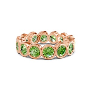Bague Éternité Ronde Vert Océan avec Diamant de Laboratoire 1.00 Ct Tw en Or Massif 14K, Couleur Vert Océan, Pureté VS, Teinte Fraîche et Côtélienne - Product Image 2