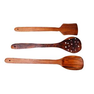 Juego de Utensilios de Cocina de Madera, Juego de 6 Cucharas para Servir Ensaladas, Madera Natural con 2 Espátulas, Utensilios Hechos a Mano Sostenibles - Product Image 1