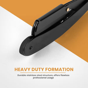 Maquinilla de afeitar de borde recto de peluquero profesional negro con 100 cuchillas de acero inoxidable 100 por ciento - Product Image 4