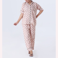 Pijama de noche elegante para mujer suave algodón cómodo y elegante ropa de dormir de dos piezas moda venta al por mayor personalizada