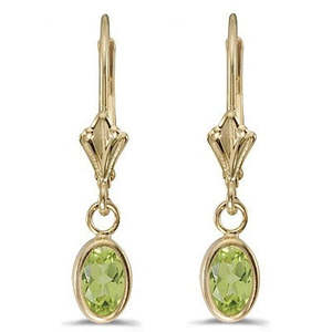 Boucles d'oreilles pendantes ovales en or jaune 14 carats avec péridot, fermoir à levier, 1,10 ct, bijoux fantaisie - Product Image 2