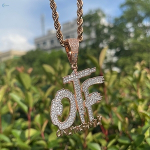 Collar con Colgante de Diamante Cultivado en Laboratorio con Logotipo Personalizado de OTF Only The Family, Collar con Diamantes CVD Micro Pavé para Hombre, Estilo Hip Hop - Product Image 3