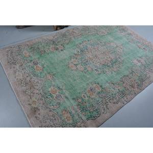 Vintage 5ft 6in X 8ft 7in Vert Beige Turc Laine Tapis Classique Grande Surface Rectangle Patchwork Latex pour Couloir Chambre Décor - Product Image 2
