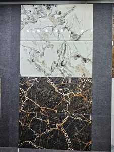 Carreaux de sol en marbre de porcelaine émaillée polie 750x1500 avec accents 75x150 marbre sosie pour intérieurs de luxe - Product Image 2