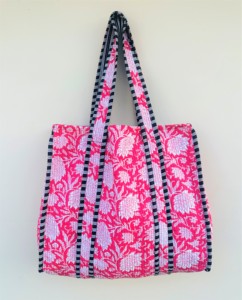 Indien main bloc imprimé matelassé femmes été mode fourre-tout Shopping porter sac à bandoulière multicolore imprimé fleuri coton deux - Product Image 1