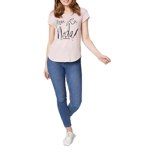 100% Cotton Customized O-Neck Short Sleeve Side Split Summer <b>Tops</b> <b>Women</b> T Shirt - Product Image 6
