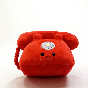 Sacs à dos en peluche rétro rouge doux personnalisés avec broderie à cadran rotatif, design mignon, rembourrage en coton PP, unisexe - Product Image 2