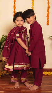 Bachpan Burgundy anarkali thiết lập công chúa thoải mái cô gái kurtis & kurtas trẻ em georgette in anarkali kurta sharara thiết lập cho cô gái - Product Image 5