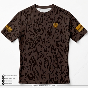 MAWRA T-shirt de compression unisexe à manches courtes marron camouflage, séchage rapide, anti-UV UPF50+, imprimé pour l'entraînement et le sport - Product Image 3