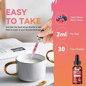 Gouttes de créatine HCL de marque de distributeur personnalisées OEM Chlorhydrate de créatine liquide par voie orale L-Carnitine L-Glutamine BCAA Vitamine B12 - Product Image 3