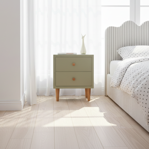 Modern Style Cream Color Children's <b>Bedside</b> Cabinet with Two Drawers Solid Wood Nightstand for Kids' Bedroom Living Room - Product Image 6