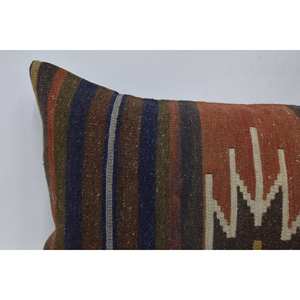 Alfombra de lana Kilim multicolor de 16x36 pulgadas Técnica tejida con patrón de rayas vintage sutil - Product Image 2