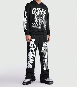 ชุดวอร์มผู้ชายผ้าฝ้าย 100% คุณภาพสูง ระบายอากาศดี แบบ OEM สกรีนโลโก้ตามสั่ง ทรงโอเวอร์ไซส์ สไตล์ย้อมสีแบบ Acid Wash พร้อมฮู้ดลายพิมพ์ สำหรับฤดูหนาว - Product Image 3