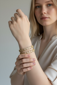 Luxury <b>Gold</b> Plated Premium Pearl <b>Bangle</b> <b>Set</b> Bridal Wedding Jewelry Trendy Tarnish-Proof High Demand for Women - Product Image 2