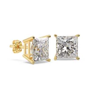 Boucles d'oreilles en diamant princesse de 2,50 ct en or jaune 14 carats (H-I SI2-SI3) - Product Image 3